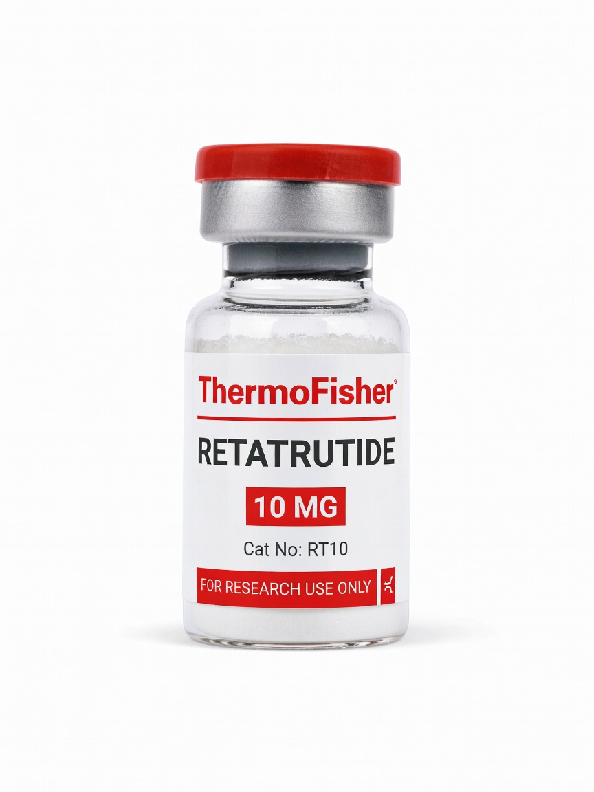 Thermo Fisher Scientific Retatrutide 10 mg vial, lot-coded and released against an independent HPLC report
